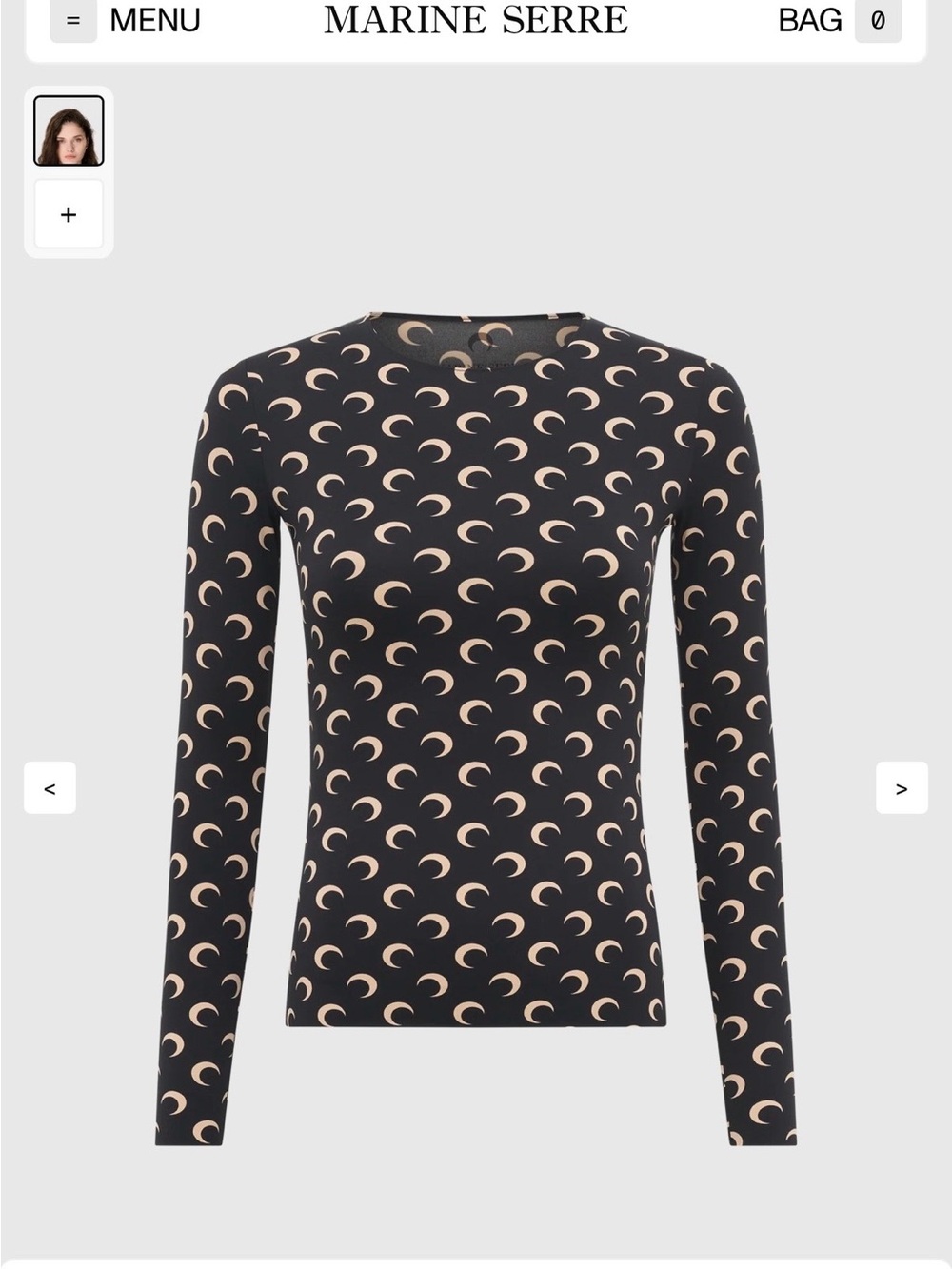 Marine Serre Black & Beige Crescent-Print Long Sleeve Top